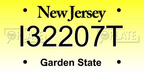 I32207T New Jersey License Plate