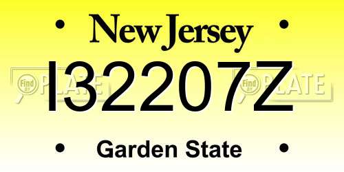 I32207Z New Jersey License Plate