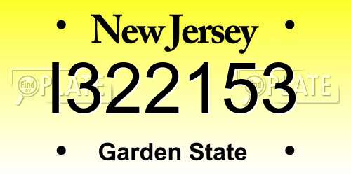 I322153 New Jersey License Plate