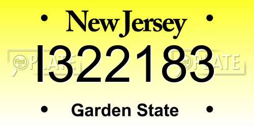 I322183 New Jersey License Plate