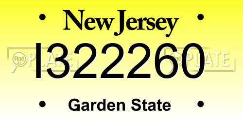 I322260 New Jersey License Plate