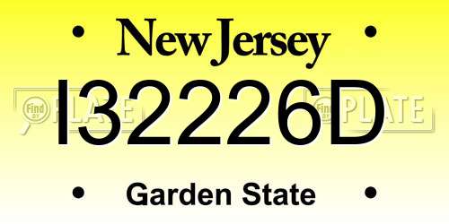 I32226D New Jersey License Plate