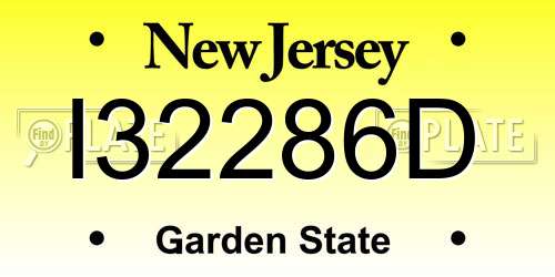 I32286D New Jersey License Plate