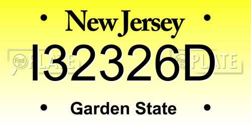 I32326D New Jersey License Plate