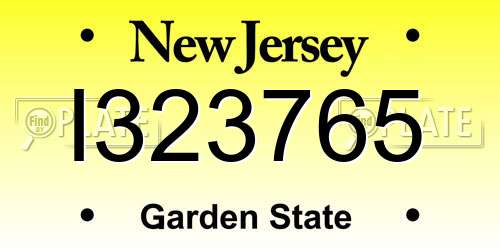 I323765 New Jersey License Plate