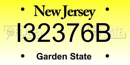 I32376B New Jersey License Plate