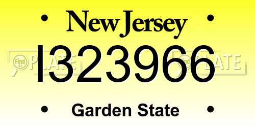 I323966 New Jersey License Plate