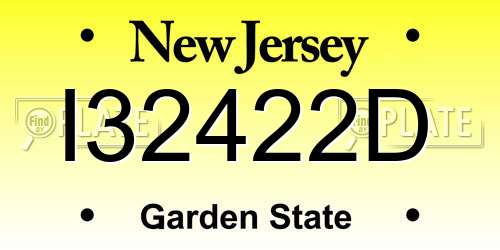 I32422D New Jersey License Plate
