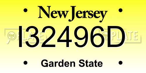 I32496D New Jersey License Plate