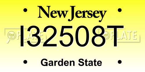 I32508T New Jersey License Plate