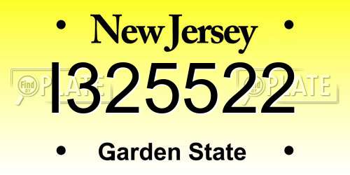 I325522 New Jersey License Plate