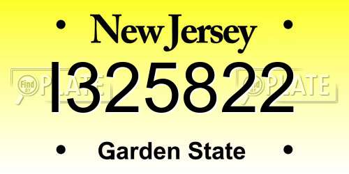 I325822 New Jersey License Plate
