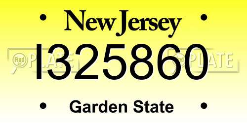 I325860 New Jersey License Plate