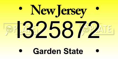 I325872 New Jersey License Plate