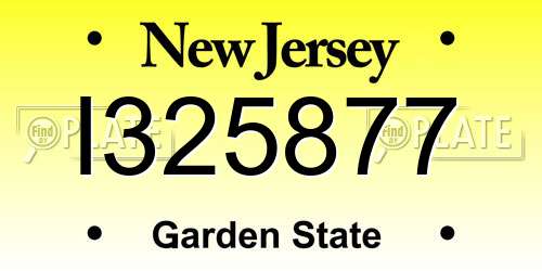 I325877 New Jersey License Plate