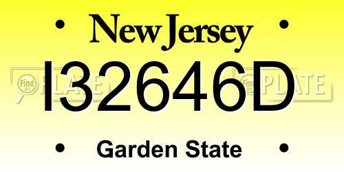 I32646D New Jersey License Plate