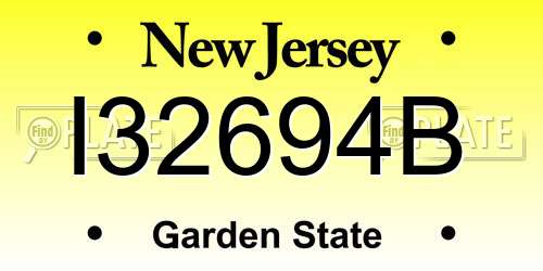 I32694B New Jersey License Plate