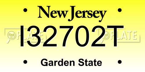 I32702T New Jersey License Plate