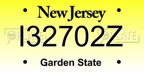 I32702Z New Jersey License Plate