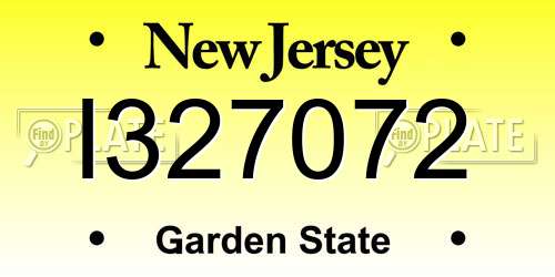 I327072 New Jersey License Plate