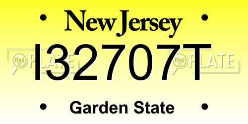 I32707T New Jersey License Plate