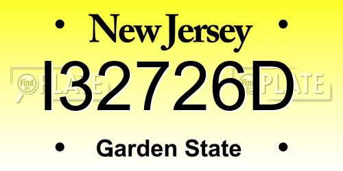 I32726D New Jersey License Plate