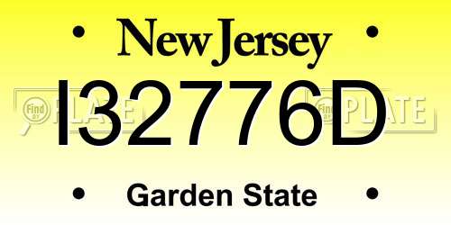 I32776D New Jersey License Plate