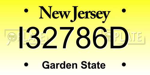 I32786D New Jersey License Plate