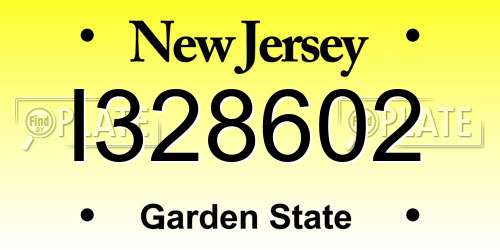 I328602 New Jersey License Plate