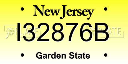 I32876B New Jersey License Plate