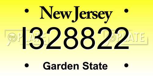 I328822 New Jersey License Plate