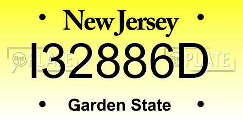 I32886D New Jersey License Plate