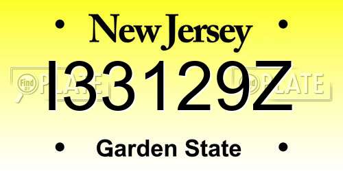 I33129Z New Jersey License Plate