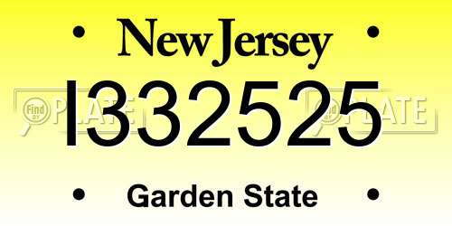I332525 New Jersey License Plate