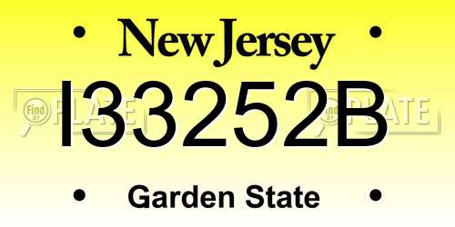 I33252B New Jersey License Plate