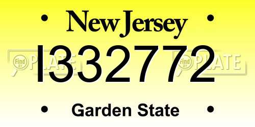 I332772 New Jersey License Plate