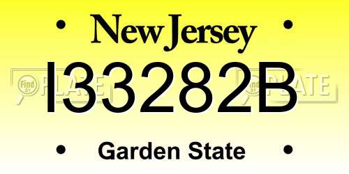 I33282B New Jersey License Plate