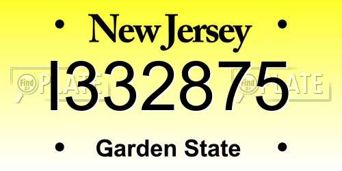 I332875 New Jersey License Plate