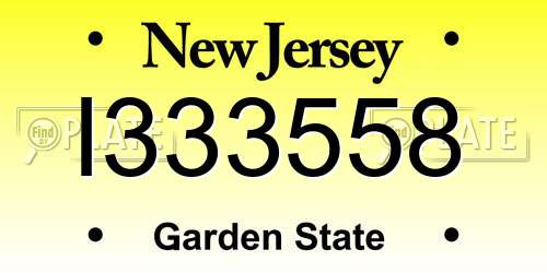 I333558 New Jersey License Plate