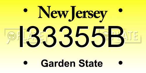 I33355B New Jersey License Plate