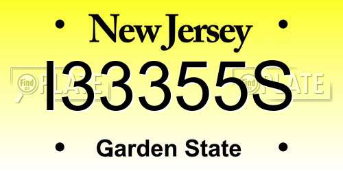 I33355S New Jersey License Plate