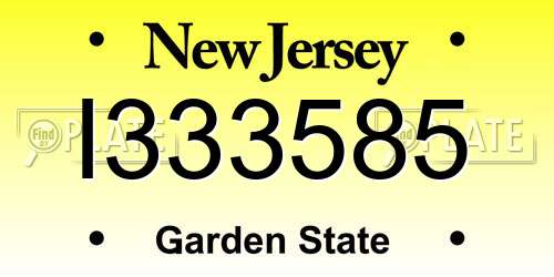 I333585 New Jersey License Plate