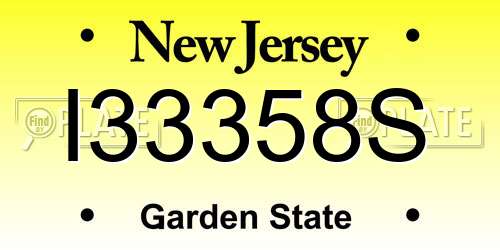 I33358S New Jersey License Plate