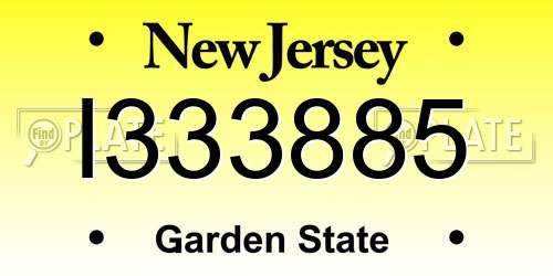 I333885 New Jersey License Plate