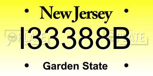 I33388B New Jersey License Plate