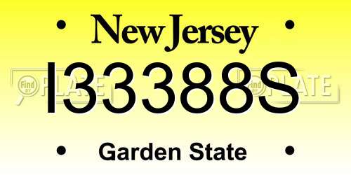 I33388S New Jersey License Plate
