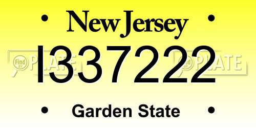 I337222 New Jersey License Plate