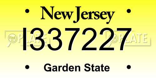 I337227 New Jersey License Plate