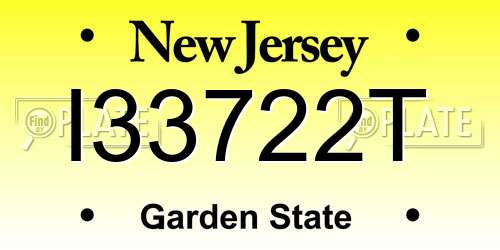 I33722T New Jersey License Plate