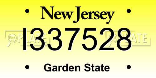 I337528 New Jersey License Plate